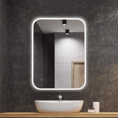 China Illuminated OEM Square Bath Mirror Wall Mounted Frameless Bathroom Square Mirror Led Light for sale