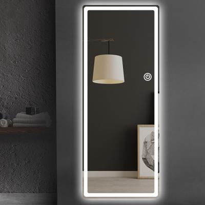 China Illuminated Rectangle Modern Bathroom Wall Mounted Smart Led Light Mirror Time Display for sale