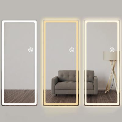 China Illuminated Rectangle Led inteligente Wall Mounted Illuminated Smart Led Bathroom Mirror Time Display illuminated for sale