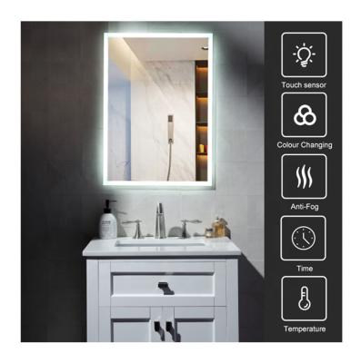 China Illuminated Dimming Touch Sensor Bathroom Square Mirror Led Light For Toilet for sale