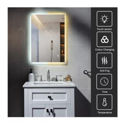 China Modern Home Square Furniture Living Room Style Frame Bath Mirror Glass Lighted Bathroom Led Large Vanity Mirror With Lights for sale