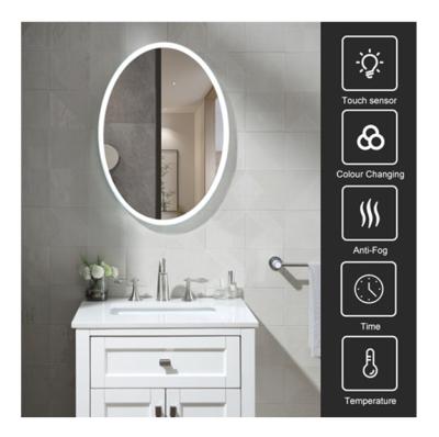 China Anti Fog Illuminated Oval Waterproof Bathroom Mirror With LED Light for sale