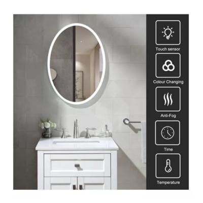 China Smart Bathroom Accessories Anti Fog Round Light Mirror Lead Bath Room Wall Mirror Bathroom Mirror for sale