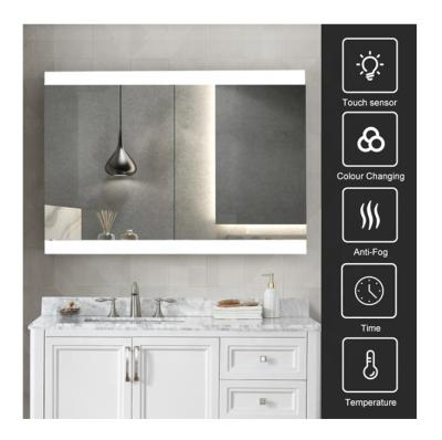 China Bath Light Room Intelligent Mirror Demister Light Shield Led Backlit Aluminum Bathroom Cabinet Mirrors With Led for sale