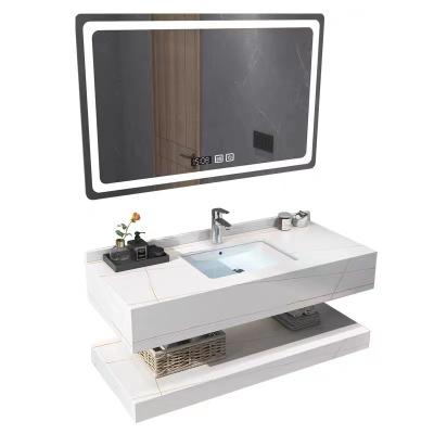 China Environmental Friendly Premium hot selling white smart rock panel bathroom cabinet can be customized wholesale items for sale