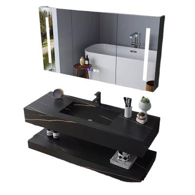 China Environmental Friendly Supplier Of Modern Hot Selling Wall Mirror Combination Of Solid Rock Panel Bathroom Cabinets for sale