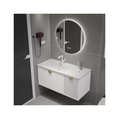 China Environmental Friendly Cheap Factory Price Unique Hotel Furniture Bathroom Basin Cabinet With Smart Mirror for sale