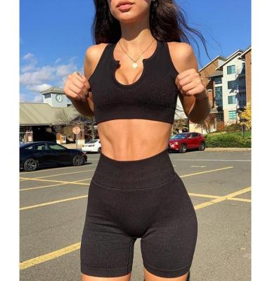 China New STOCKS 9Colors Sportswear Shorts Pants Breathable High Waisted Fitness Gaiters Running Yoga Set for sale