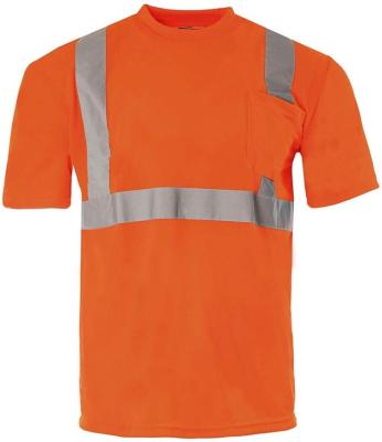 China Traffic Safety Guard Force High Visibility Tops Safety Reflective Orange Construction T-Shirts for sale