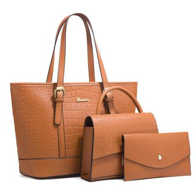 China Wholesale Cheap Three-piece Set Mother's Bag Three-piece Set Large Capacity Pattern Fashion Alligator Genuine Leather Handbags for sale