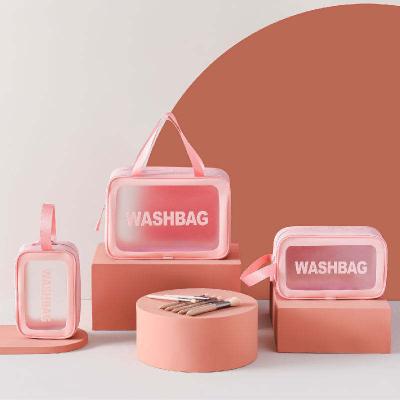 China Custom Fashion Logo Travel Zipper Toiletry Organizer Clear Cases High Capacity Tpu Waterproof Makeup Cosmetic Bags for sale