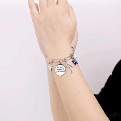 China Stainless Steel Trendy Trendy Initial for Girls Women Girls Butterfly Charm 26 Letters Bead Exquisite Pendant Diy Bracelets for sale