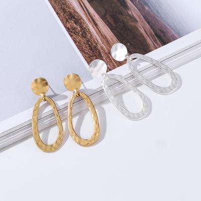 China Environmental Friendly Geometry Circles With Drop Irregular Matte Gold Vintage Silvery Zinc Alloy Zinc Alloy Drop Earrings For Women Girl for sale