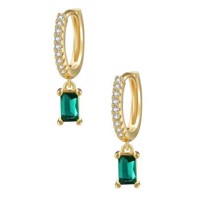 China FASHIONABLE Rectangular Colorful Stone Drop Earrings Gold Plated Circle Earrings Crystal Dangle Zircon Hip Hop Earrings For Women for sale