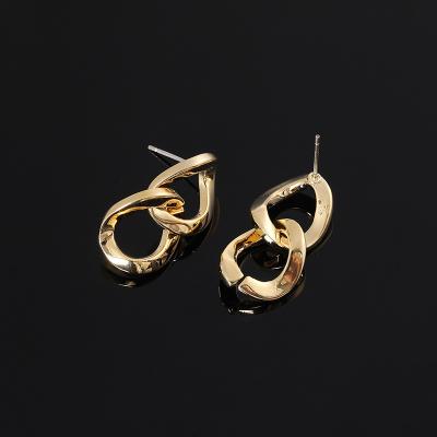 China TRENDY Fashion Gold Plated Unpierced Cuban Chain Drop Long Hoops Stud Punk Clip On Trendy Earrings For Women for sale