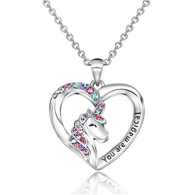 China TRENDY Fashion Colored Zircon Heart Shaped Pendant Necklace Customized Women's 925 Silver Collar Necklace Wholesale for sale