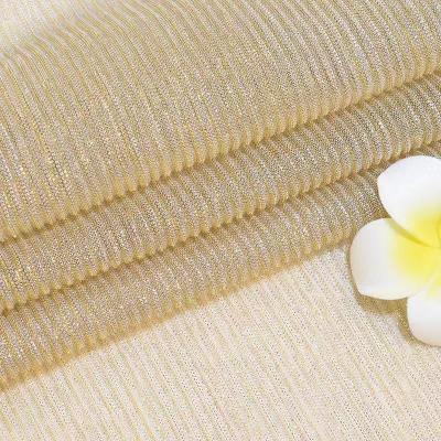 China Anti Pill Knitting Iridescent Jersey Fabric Luxury Soft Jacquard Knit Fabric Metallic Knitted Pleated Cloth for sale