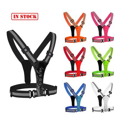 China Custom Fully Adjustable LED FLASH Motorcycle Vis Safety Reflective Belt Vest Running Cycling Kids Hi for sale