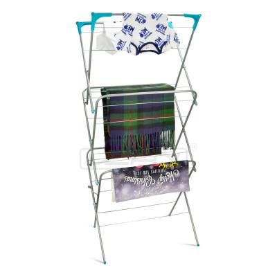 China Folding Clothes Airer 3 Row Laundry Dryer Patio Accordion Indoor Outdoor Horse Towel for sale