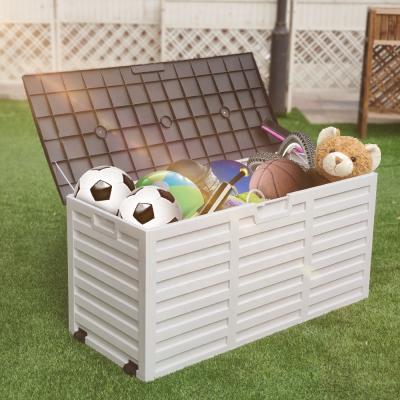 China 290L Plastic Garden Tool Garden Storage Platform Box Outdoor Folding Shed for sale