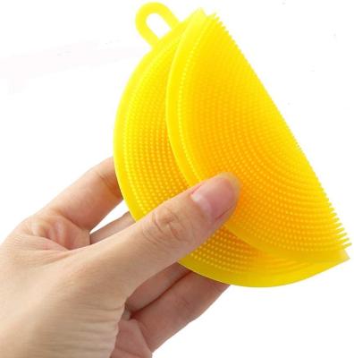 China Universal Reusable Stocked Silicone Kitchen Cleaning Brush Wash Scrubber Sponge for sale