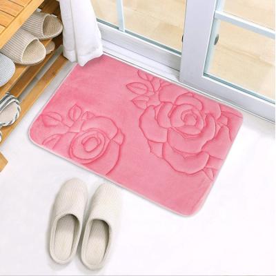 China Comfortable Thick Non Slip Velvet Floor Mat Cover Bath Mat Bathroom Sustainable Drying Mat for sale