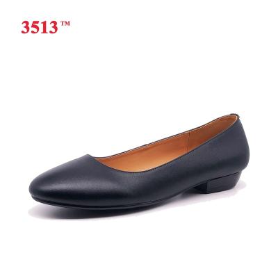 China Anti-Smell Black Genuine Leather Office Lady Shoes Military Heel Shoes Women for sale