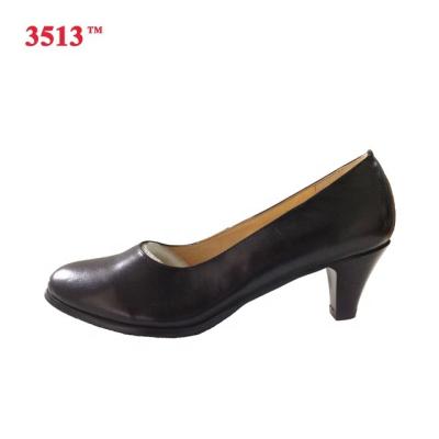 China Anti-Smell Black High Heels Police Ladies Office Shoes Genuine Leather Women for sale