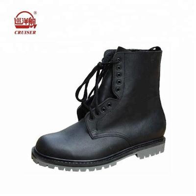 China Black Anti-smell Motorcycle Police Army Combat Leather Boots For Men for sale