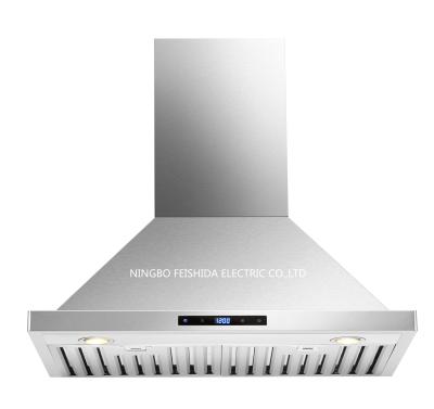 China 30 inch Stainless steel wall mount baffle filter LCD switch chimney hood certificated with 860cfm motor for sale