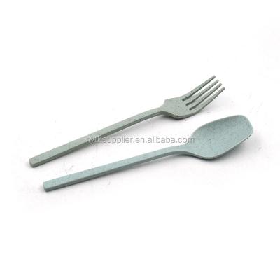 China Viable cheap tableware of wheat straw, plastic spoon and fork and chopstick straw for sale