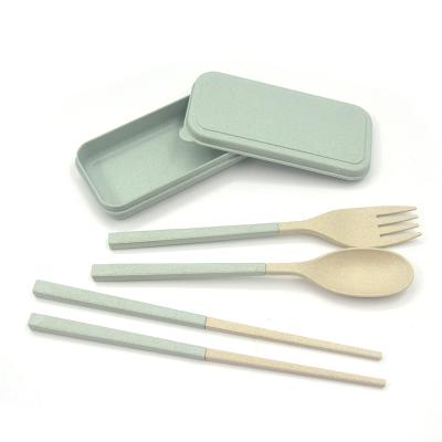 China Sustainable new style wheat straw dinnerware set cutlery set with tableware is detachable for sale