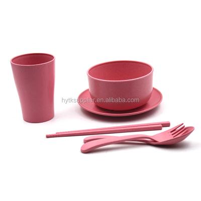 China Sustainable Fiber 6pcs Bamboo Cup , Bowl Dish Dinner Set for sale