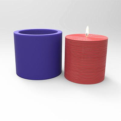 China B-3522 Viable Textured Silica Gel Candle Molds Resin Silicone Texture Cylinder Candle Mold Wax Column Silicon Making Soap Molds for sale