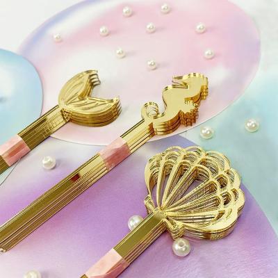 China Various Color Sustainable Acrylic Popsicle Sticks Mirrored Ice Cream Sticks Custom Acrylic Popsicle Stick for sale