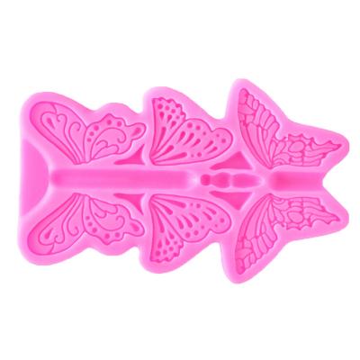 China D-0182 Chamber Mold Rotating Silica Butterfly Mold Viable Fondant Molding Liquid Cake Silica Gel Mold Baking Tool for sale