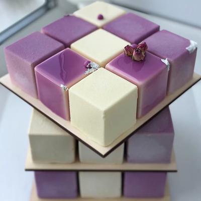 China Wholesale Viable Cavity Shape Cube Chocolate Cheese Mold Square Rubik's Square Silicone Dessert Cake Mousse Mold for sale