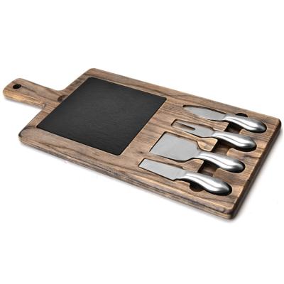 China Sustainable Cheese Serving Tray Cheese Board Set With Side Trays And Knives for sale