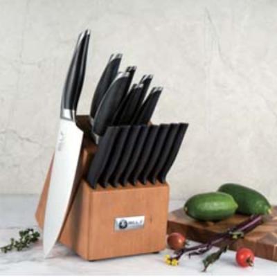 China Pine wood viable inside wood then rubber exterior with brown color paint knife block for sale