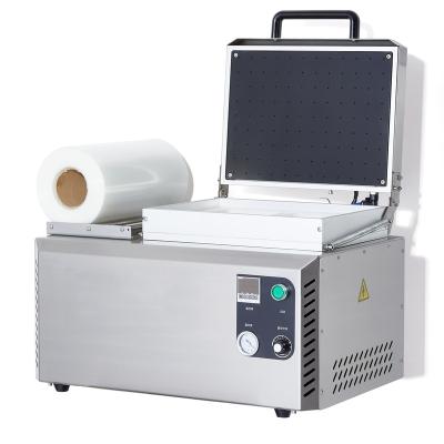 China Hotels DJT-310VS Manual Chilled Cold Fresh Meat Seafood Fast cooked food Vacuum Skin Cardboard Tray Sealer for sale