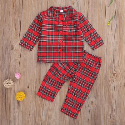 China 2021 Business Plaid Casual Autumn Kids Girl Outfits Clothes Long Sleeve Coat + Red Pants 2PCS Set Toddler Girl Suit for sale