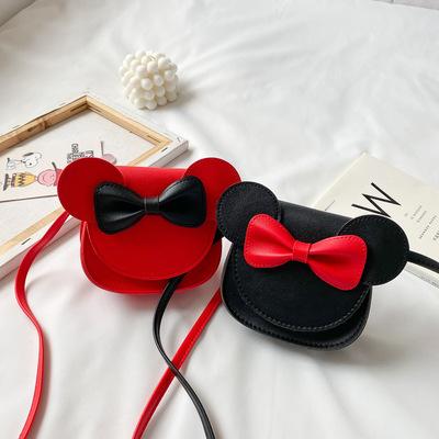 China 2021 new style preppy style girls princess handbags shoulder bag kids pu micky bags with bowknot for sale