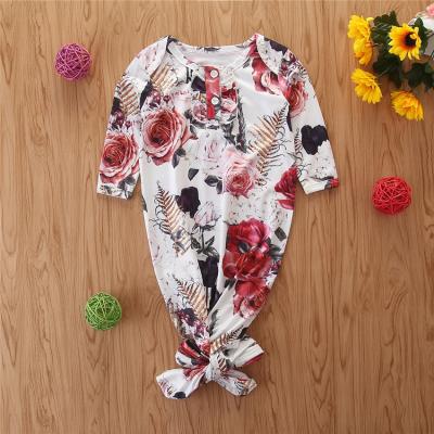 China Breathable Infant Floral Printed Mermaid Tail Baby Long Sleeves Baby Nightgown Party Dresses Knotted Sleeping Bag for sale