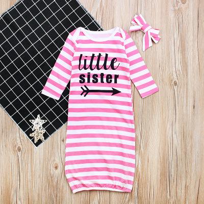 China Breathable Infant Toddler Little Sister Sleeping Bags + Headband Baby Clothes Baby Boy Striped Wrap For Newborns Supplies for sale