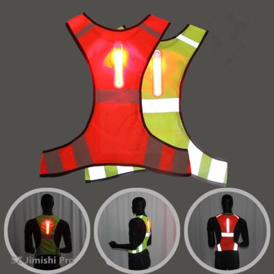 China Safty Mesh Cycling Safety LED Roadway Fluorescent Flashing Reflective Running Vest for sale