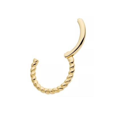 China Circle Actions! ! ! 14Kt Yellow Gold Solid Twisted Hinged Segment Nose Piercing Jewelry for sale