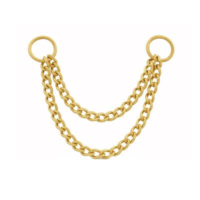 China CLASSIC Wholesale 14K Solid Gold Restriction Chains Piercing Body Nose Chains Nipple Connector Piercing Volume for sale