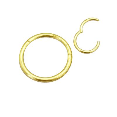 China CLASSIC Custom Wholesale 14K Solid Gold Hinged Segment Counch Body Clicker Nose Earring Jewelry Piercing Rings for sale