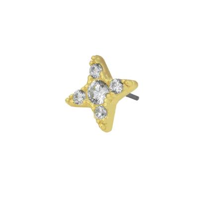 China 14ct Solid Gold Star Shape Threadless Threadless Moissanite Labret Helix Earring Jewelry Piercing Tops for sale