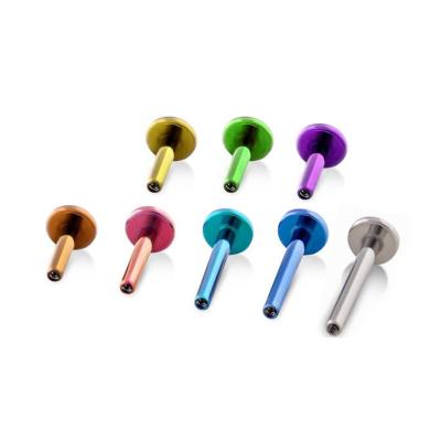 China CLASSIC 16G Internally Threaded ASTM F136 Titanium Anodized Flat Back Labret Earrings Piercing Posts Bar for sale